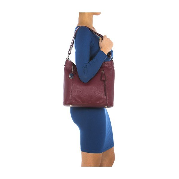 Bordo spalvos odinė rankinė Federica Bassi Cetus-image-4