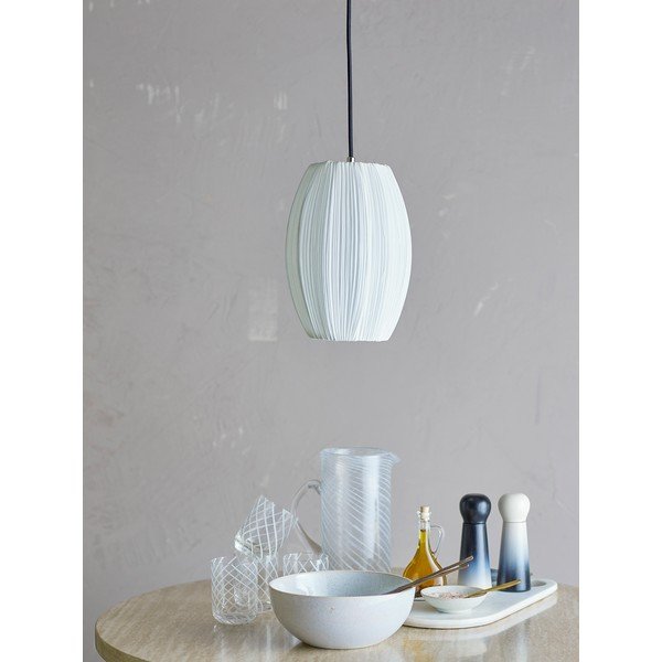 Baltos spalvos kabantis šviestuvas ø 21 cm su tekstiliniu gaubtu Pica – Bloomingville-image-1
