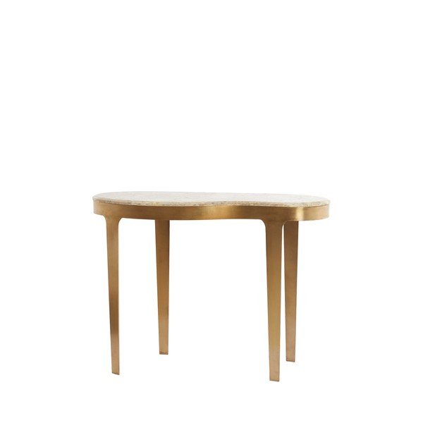 Bronzinės spalvos/taupe spalvos su marmuriniu stalviršiu konsolinis staliukas 40x110 cm Giulio – Light & Living-image-4
