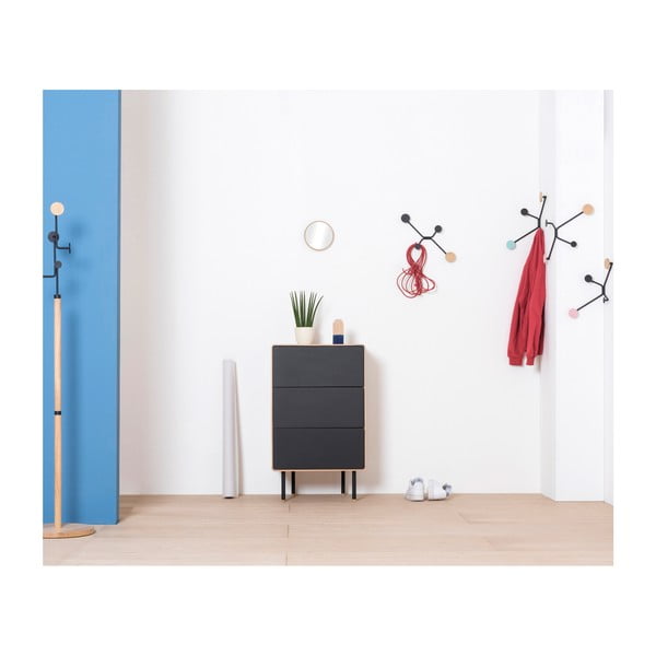 Iš ąžuolo masyvo aukšta šoninė spintelė juodos spalvos/natūralios spalvos 60x100 cm Fina – Gazzda-image-2