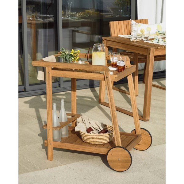 Iš akacijos masyvo vežimėlis 55x73 cm Felisa – Kave Home-image-2