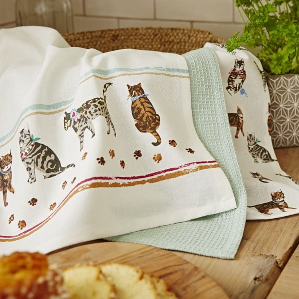 3 medvilninių šluosčių rinkinys "Cooksmart® Cats on Parade-image-1