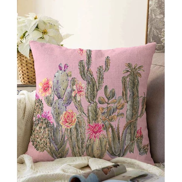 Minimalistiniai pagalvėlių užvalkalai Žydintis kaktusas, 55 x 55 cm