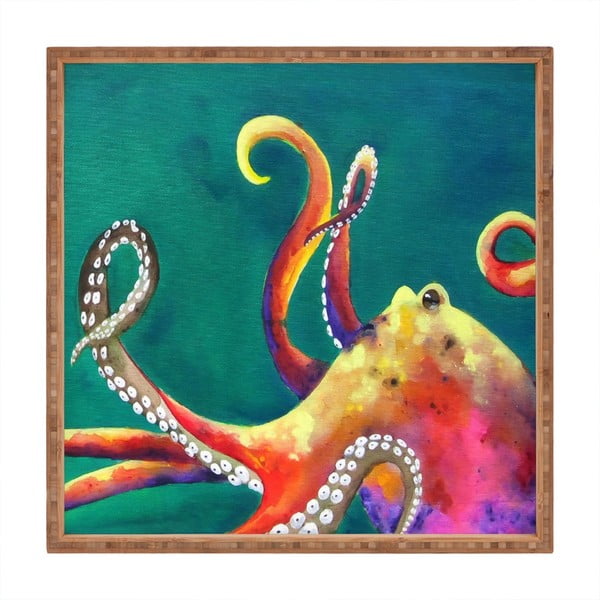 Medinis dekoratyvinis serviravimo padėklas "Octopus", 40 x 40 cm