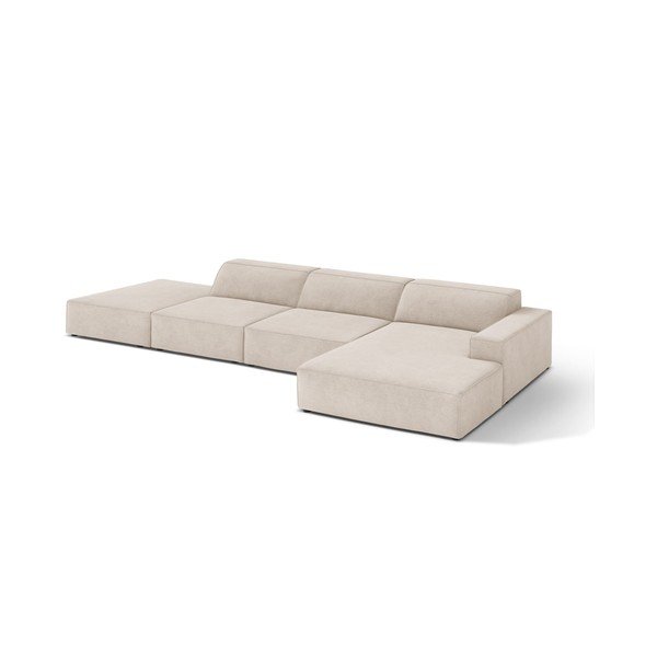 Kreminės spalvos modulinė kampinė sofa (su dešiniuoju kampu/su gultu) Jodie – Micadoni 