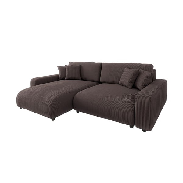 Iš kordinio velveto sulankstoma kampinė sofa rudos spalvos (kintama) Sara – Ropez-image-2