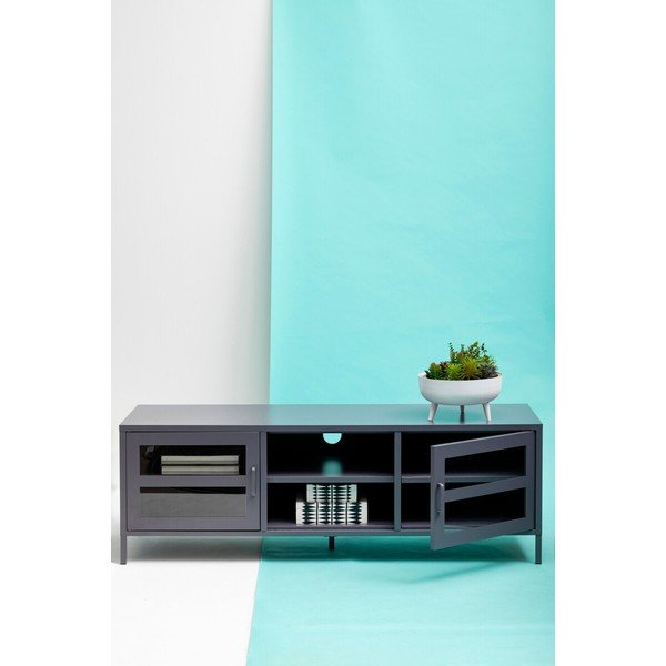 Pilkos spalvos iš plieno TV spintelė 150x50x45 cm Acier – Premier Housewares-image-1