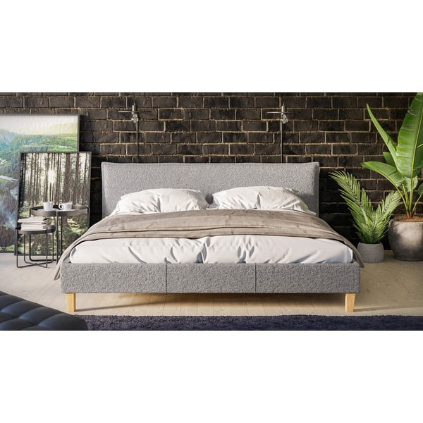 Pilka minkšta dvigulė lova su grotelėmis 180x200 cm Tina - Ropez-image-1