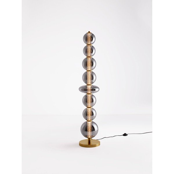 Pilkos spalvos iš metalo pastatomas šviestuvas LED su pritemdymo funkcija (aukštis 140 cm) su stiklo gaubtu Navi – Nova Luce-image-3