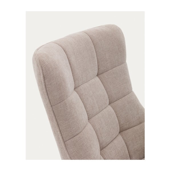 Smėlio spalvos pasukamas iš šenilinio audinio krėslas Teryl – Kave Home-image-4