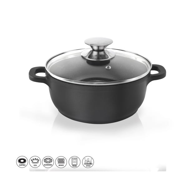 Puodas su nepridegančiu paviršiumi su stikliniu dangteliu Pfluon Granit  Orion Grande, ⌀ 20 cm-image-3