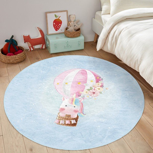 Vaikiškas kilimas šviesiai mėlynos spalvos ø 100 cm Comfort – Mila Home-image-1