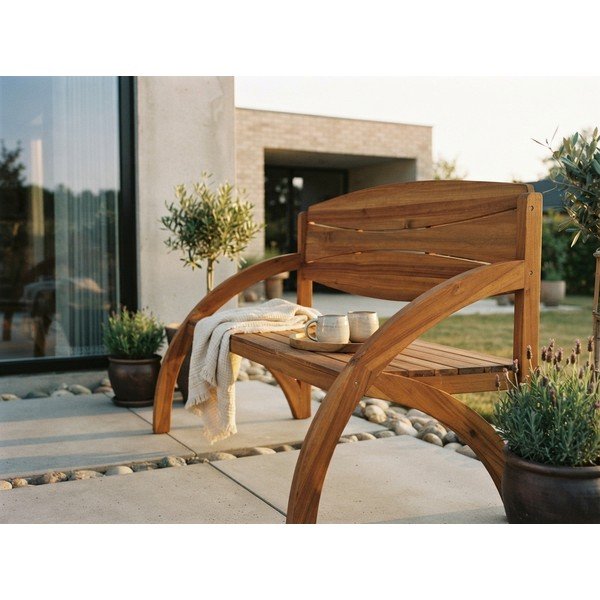 Medžio masyvo sodo suoliukas rudos spalvos Hadia – Garden Pleasure-image-2