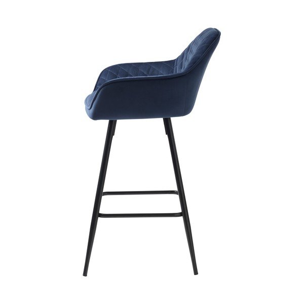 Iš aksomo baro taburetė mėlynos spalvos (sėdynės aukštis 67 cm) Milton – Unique Furniture-image-2