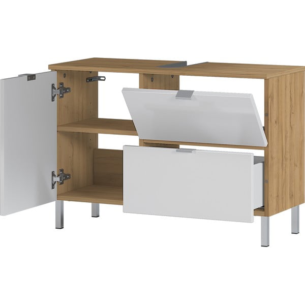 Balta spintelė po praustuvu su ąžuolo dekoru Germania Mauresa, plotis 80 cm-image-3