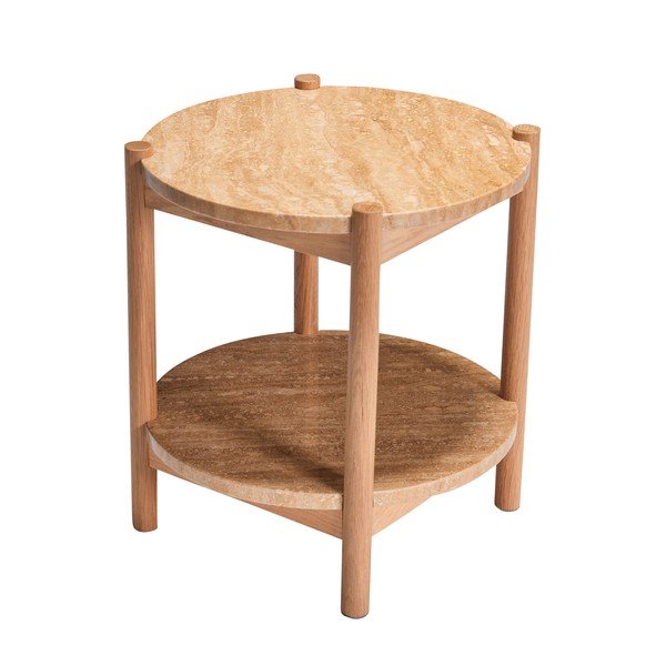 Apvalios formos šoninis stalas su akmens stalviršiu ø 43 cm Trava – Hübsch-image-2