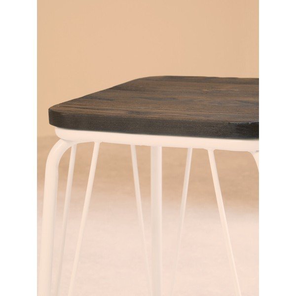 Baltos spalvos/tamsios natūralios spalvos iš guobos masyvo taburetė District – Premier Housewares-image-4