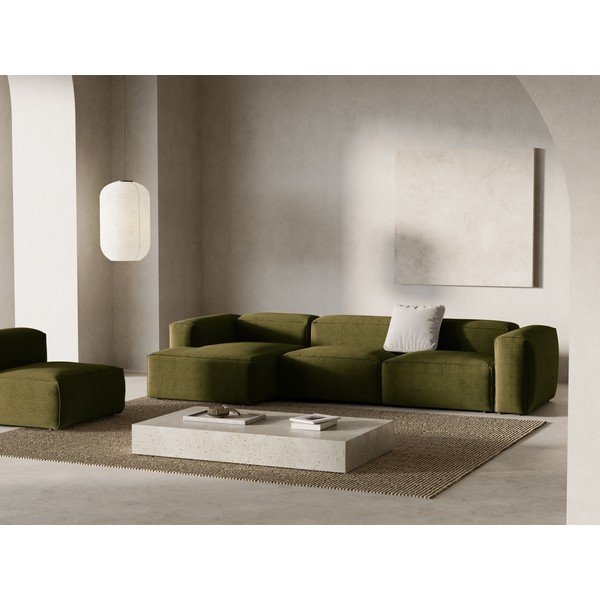 Žalios spalvos iš kordinio velveto kampinė sofa (su kairiuoju kampu/su gultu) Bergamo – Cosmopolitan Design-image-1