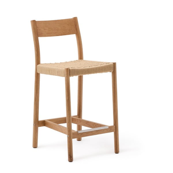 Natūralios spalvos iš ąžuolo masyvo baro taburetė (sėdynės aukštis 65 cm) Yalia – Kave Home