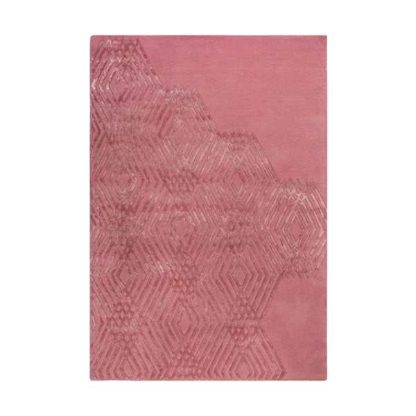 Rožinės spalvos vilnonis kilimas Flair Rugs Diamonds, 160 x 230 cm