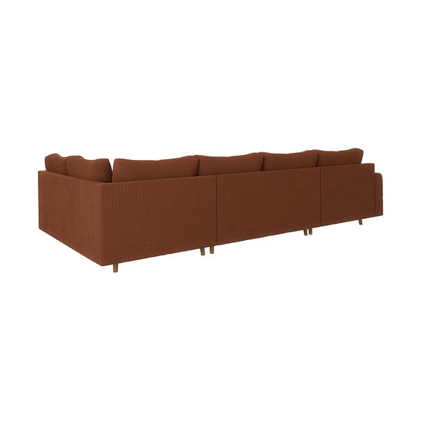 Raudonos plytų spalvos iš kordinio velveto kampinė sofa (su kairiuoju kampu) Ariella – Ropez-image-2