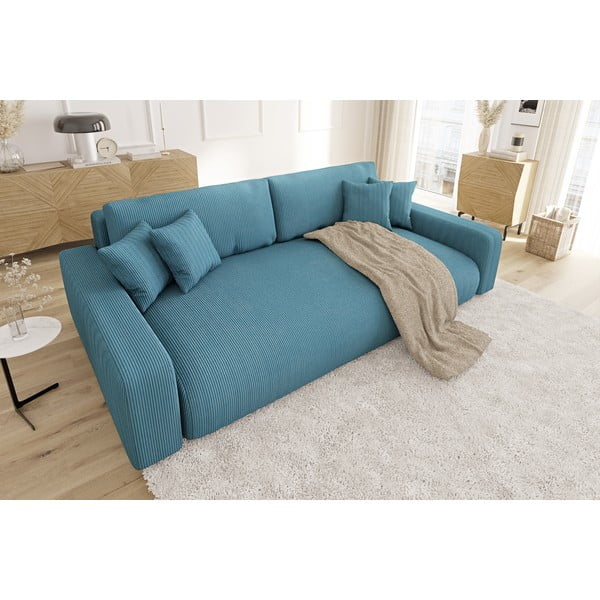 Turkio spalvos iš kordinio velveto sulankstoma/su sandėliavimo vieta sofa 234 cm Sara – Ropez-image-3