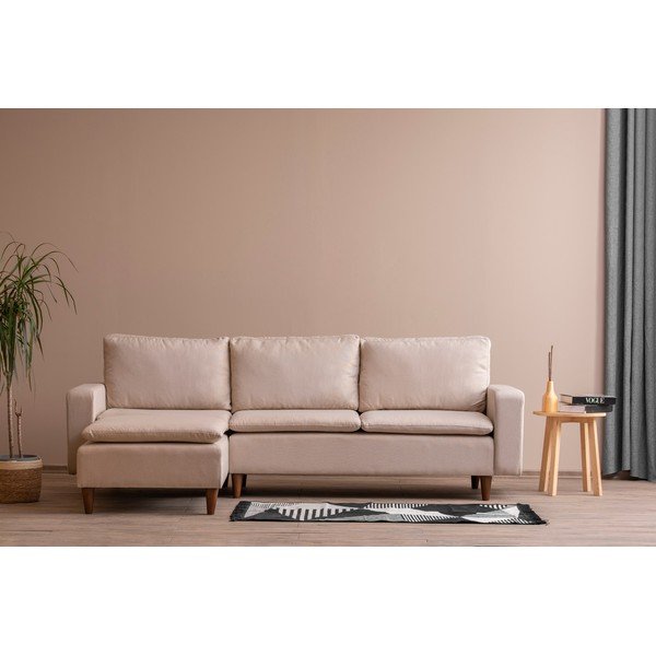 Kampinė sofa smėlio spalvos (su kairiuoju kampu) Lungo – Balcab Home-image-1