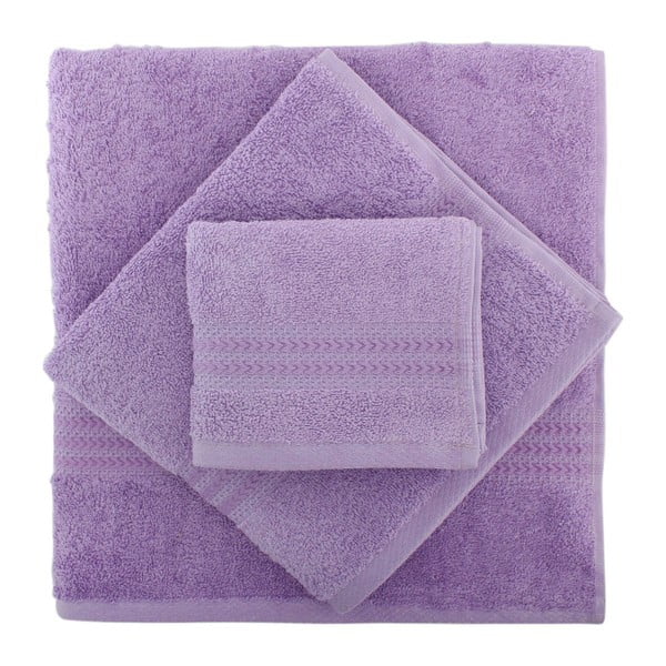 3 violetinių 100% medvilninių rankšluosčių rinkinys Rainbow