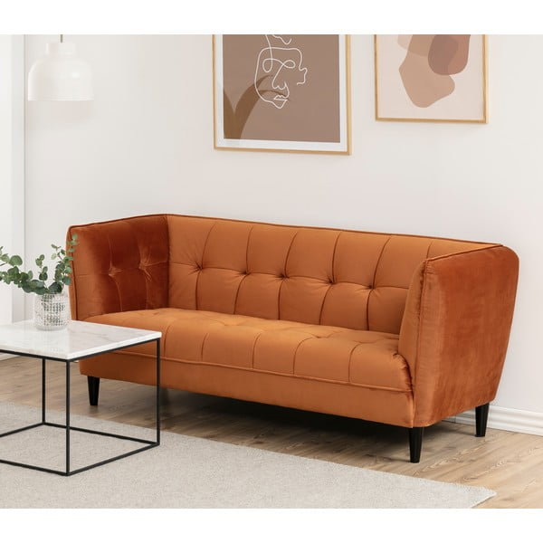 Oranžinės spalvos aksominė sofa Actona Jonna, 182 cm-image-1