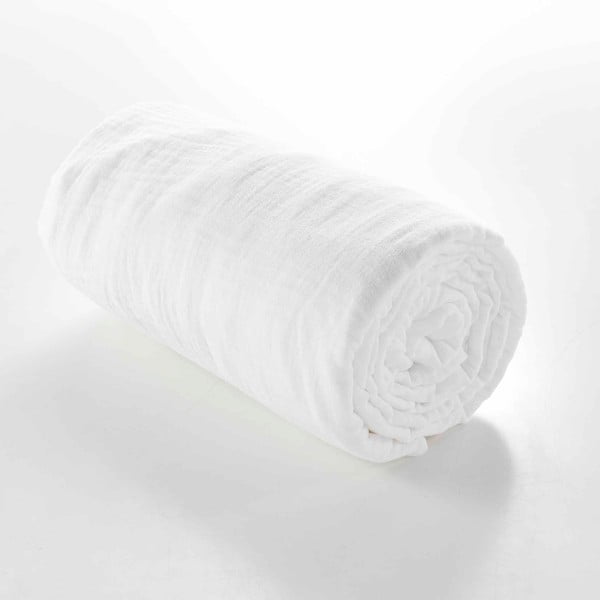 Iš muslino paklodė baltos spalvos su guma 160x200 cm Angelia – douceur d'intérieur-image-2