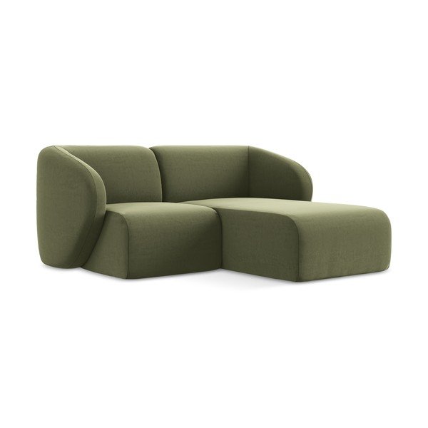 Žalios spalvos kampinė sofa iš velveto (su dešiniuoju kampu/su gultu) Lani – Makamii-image-1