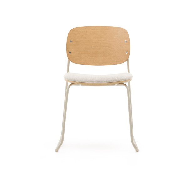 Smėlio spalvos/natūralios spalvos iš metalo galima dėti viena ant kitos valgomojo kėdė Meli – Kave Home-image-2