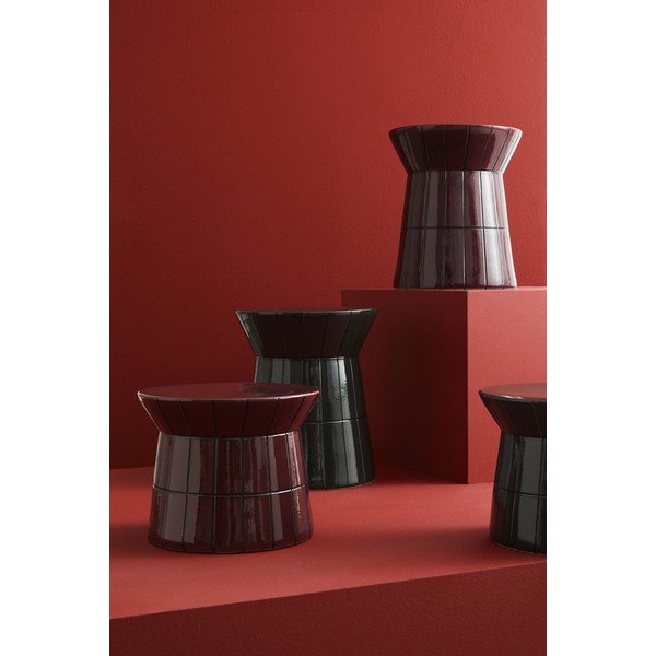 Bordo spalvos iš keramikos apvalios formos kavos staliukas ø 38 cm Abbes – Bizzotto-image-3