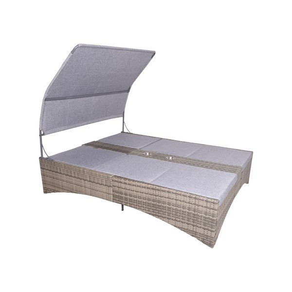 Dvivietis pilkos spalvos metalinis/dirbtinis rotangas sodo šezlongas Pescara – Garden Pleasure