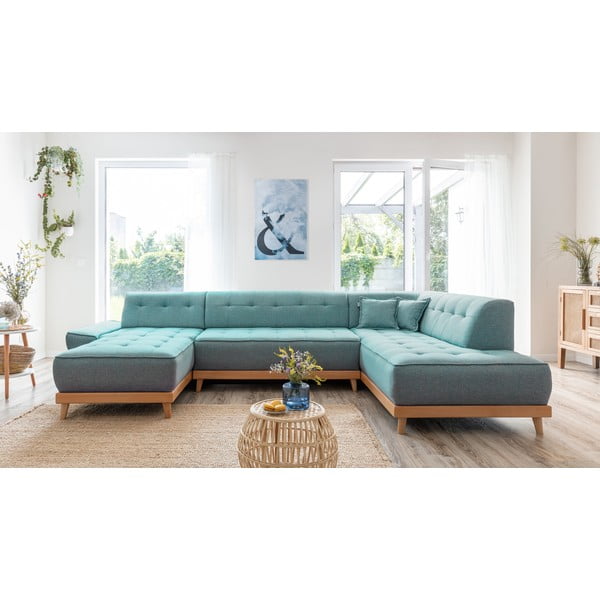 Sulankstoma kampinė sofa turkio spalvos (su dešiniuoju kampu/„U“ formos) Dazzling Daisy – Miuform-image-1
