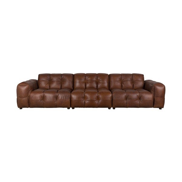 Rudos spalvos sofa iš odos 364 cm Hackman – Dutchbone