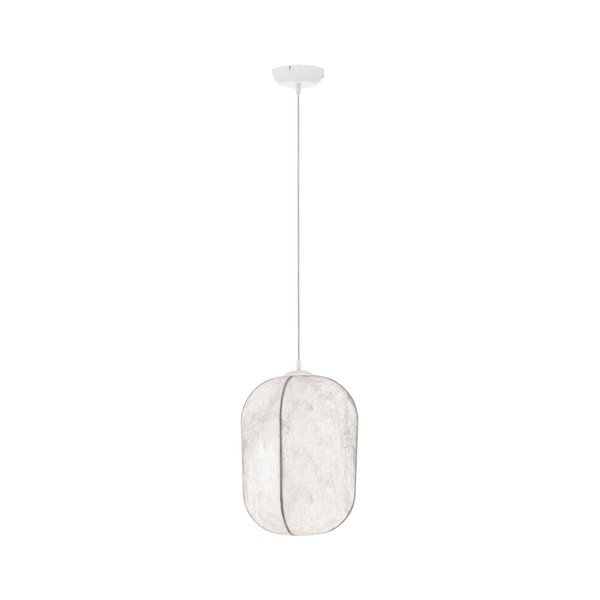 Baltos spalvos iš metalo kabantis šviestuvas ø 30 cm su tekstiliniu gaubtu Pierida – Nova Luce