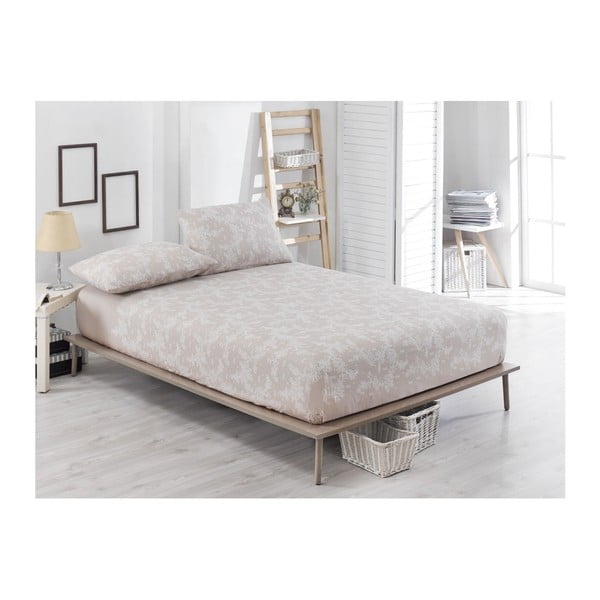 Elastingos paklodės ir 2 užvalkalų rinkinys viengulėlei lovai Clementino Blanco, 160 x 200 cm