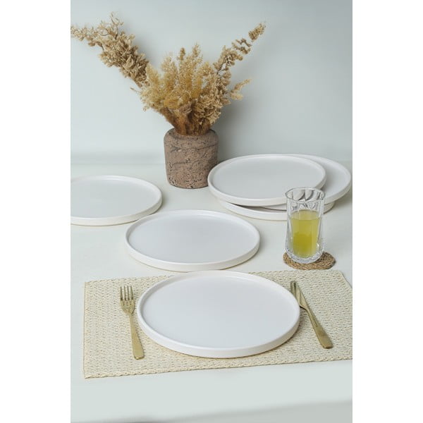 Baltos spalvos iš keramikos lėkštės 6 vnt. ø 27 cm – Hermia-image-1