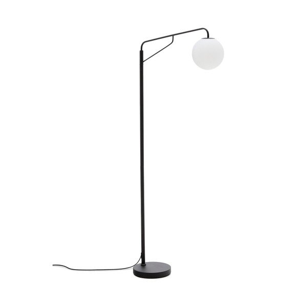 Baltos spalvos/juodos spalvos pastatomas šviestuvas (aukštis 164 cm) su stiklo gaubtu Eilo – Kave Home