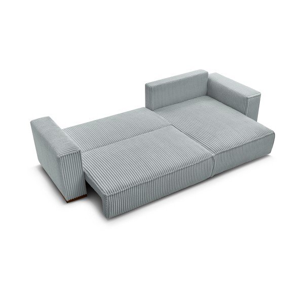 Šviesiai pilkos spalvos iš kordinio velveto sulankstoma/su sandėliavimo vieta kampinė sofa Chelsea – Bobochic Paris-image-4