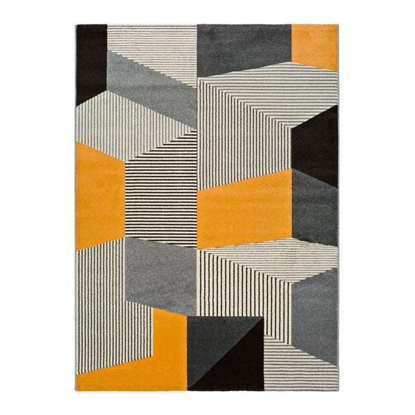 Pilkos ir oranžinės spalvos kilimas Universal Leo Grey, 160 x 230 cm