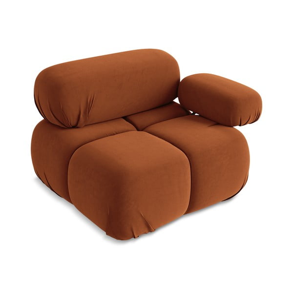 Oranžinės spalvos iš velveto modulinė sofos dalis (su dešiniuoju kampu) Lokua – Makamii-image-4