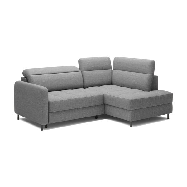 Pilkos spalvos iš velveto sulankstoma/su sandėliavimo vieta kampinė sofa (su dešiniuoju kampu/„L“ formos) Barea – ELTAP-image-2