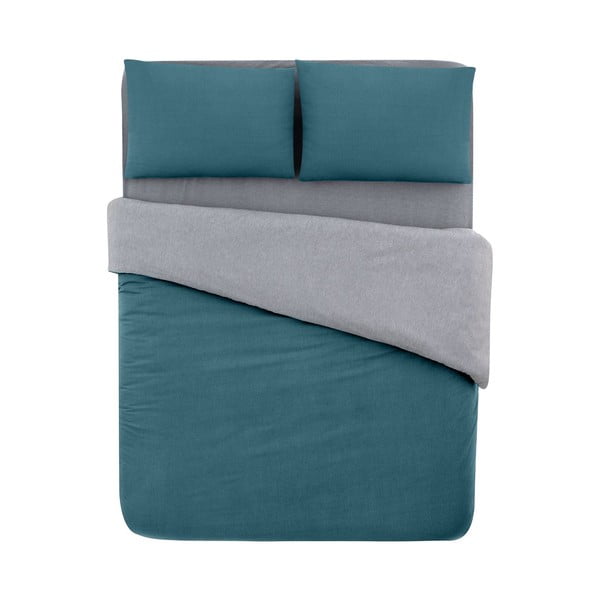 Medvilninė dvigulė paklodė/prailginta su benzino paklode/pilka 200x220 cm - Mila Home