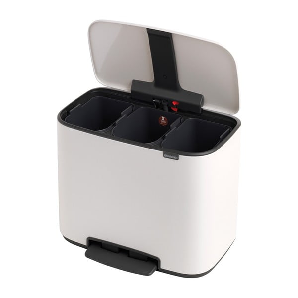 Iš plieno šiukšliadėžė baltos spalvos rūšiavimui/su pedalu 33 l Bo – Brabantia