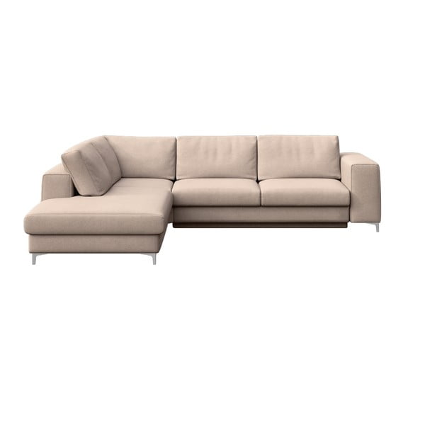 Smėlio spalvos iš velveto sulankstoma/su sandėliavimo vieta kampinė sofa (su kairiuoju kampu/„L“ formos) Rene – Rodier