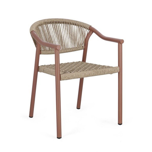 Raudonos spalvos/natūralios spalvos metalinė sodo kėdė Canarias – Bizzotto