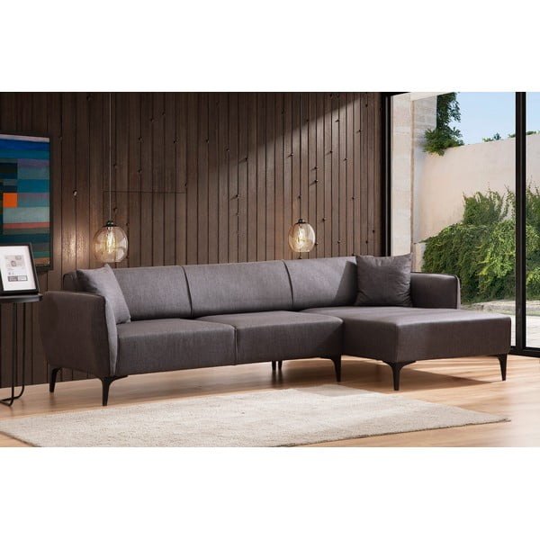Tamsiai pilka kampinė sofa  Belissimo, dešinysis kampas – Balcab Home-image-1