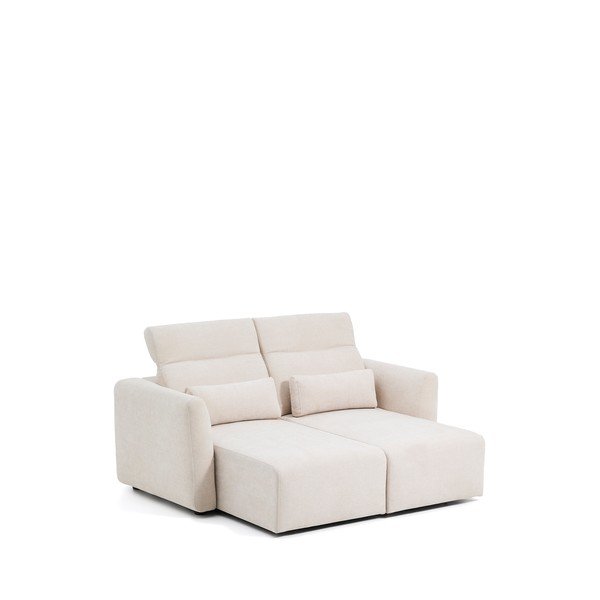 Smėlio spalvos reguliuojama sofa iš šenilinio audinio su gultu 180 cm Lares – Kave Home-image-4